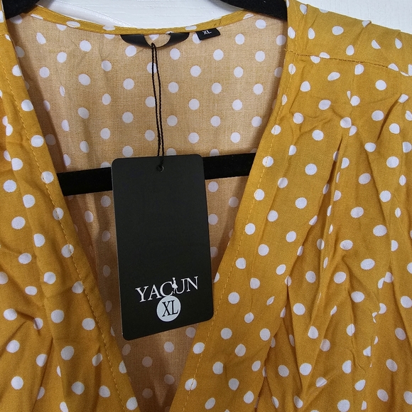 Yellow Polkadot Wrap Dress - Picture 3 of 5